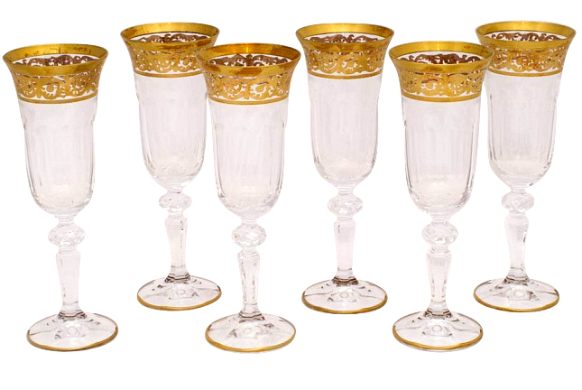 Набор из 6 бокалов для шампанского, Pompadour Gold, арт.12-4220