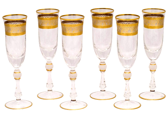 Набор из 6 бокалов для шампанского, Roma Gold, арт.12-4227